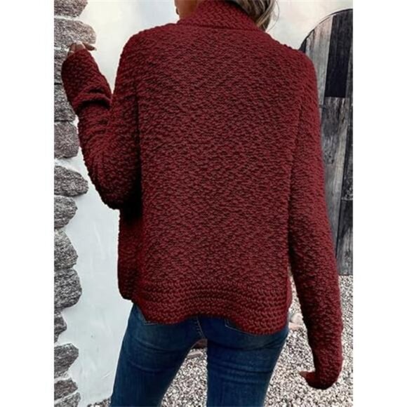 Women's Knit Cardigans Sweaters Outerwear Coats Red - Picture 4 of 5